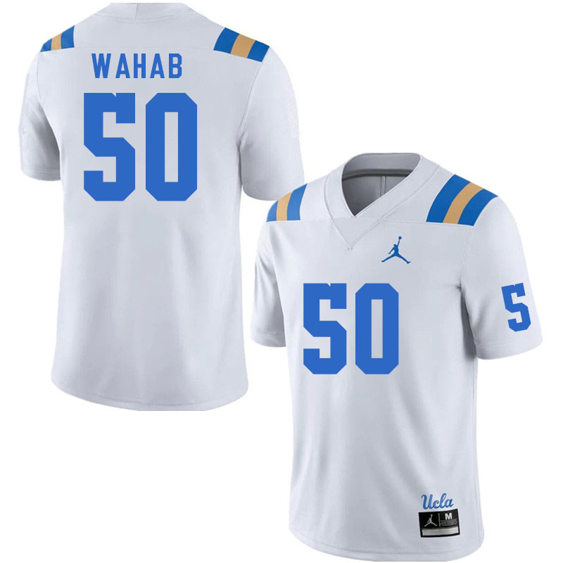 Men #50 Salem Wahab UCLA Bruins College Football Jerseys Stitched Sale-White - Click Image to Close